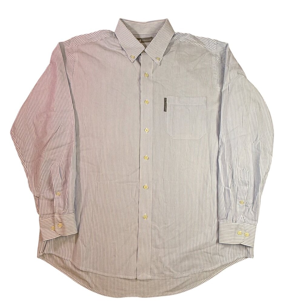 Southern Marsh Mens Blue & White Stripe Button-Down Shirt Preppy Long Sleeve M